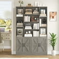 thumbnail image 2 of Hiphuta 75" Tall Modern Bookcases with 2 Double Door Cabinet, 47"Wide Wooden Storage Bookshelf for Living Room Home Office Entryway, Ash Gray, 2 of 7