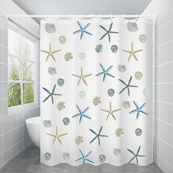 Yeetfub Scceatti Shower Curtain Liner Starfish Bath Curtain with Hooks Boho Shower Curtain 79x79In Extra Long Shower Curtain Bathroom Curtain Partition Curtain Dry and Wet Separation Shower Curtain
