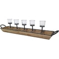 thumbnail image 5 of A&B Home Mango Wood Tealight Holder Tray - Large Multiple Tealight Holder Wooden Display, Decorative Tealight Candle Holder, Bedroom Living Room Console Table Accent Piece, 32" x 6" x 7", 5 of 5