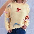thumbnail image 5 of Amidoa Long Sleeve Women Sweater Yellow Winter Cute Pullover Solid Bow Sweaters Cardigans for Women Trendy L, 5 of 5