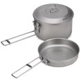 thumbnail image 1 of Camping Cookware Set Titanium Pot Frying Pan Set with Lid and Foldable Handle Suitable for Outdoor Camping Hiking Backpacking Picnic, 1 of 8