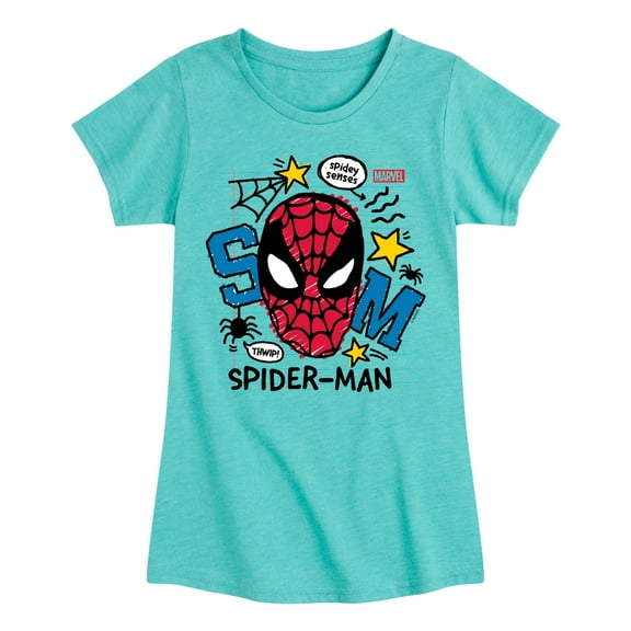 Marvel Spider-Man - Doodled Spidey - Toddler And Youth Girls Fitted Short Sleeve Graphic T-Shirt