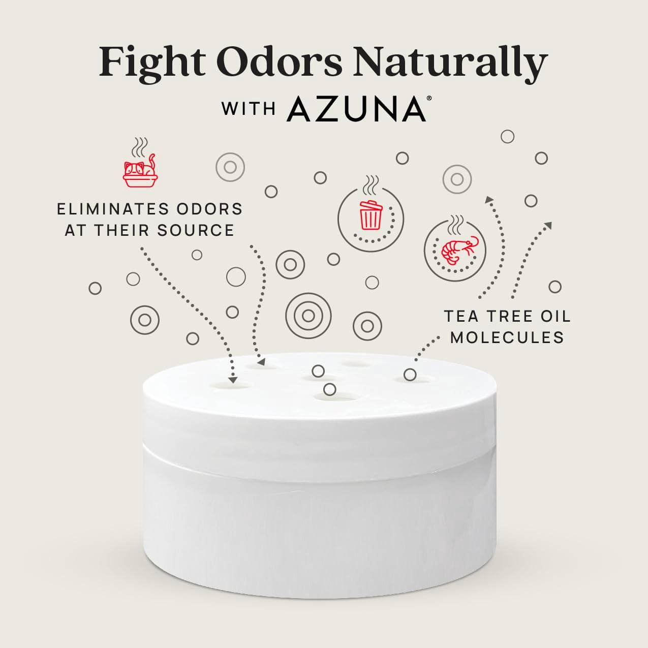 Azuna All-Natural Odor Remover Gel, Large Room | Air Purifier with Tea Tree Oil | Plant-Based & Long Lasting | For Pet Odors, Smoke & Strong Odors | Natural Scent, 8 oz.