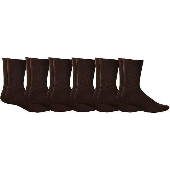 Yacht & Smith Thermal Diabetic Crew Socks For Unisex, Soft Marled, Ringspun Cotton, Seamless Toe, Loose Top, Bulk (6 Pairs Mens King Brown, Mens King (13-16))