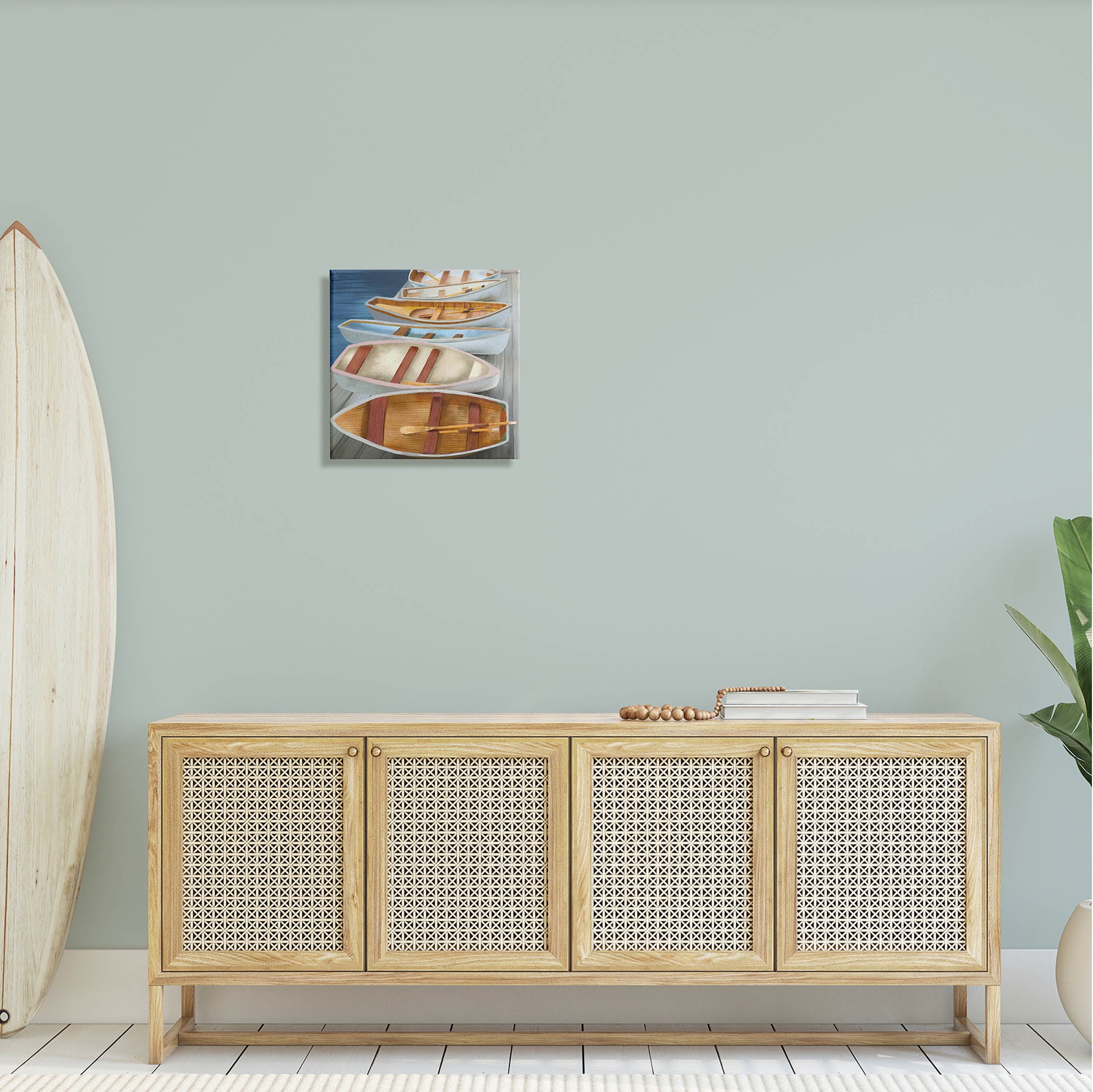 Stupell Industries Rowboats Along Lake Dock Painting Gallery Wrapped Canvas Print Wall Art, Design by Elizabeth Medley