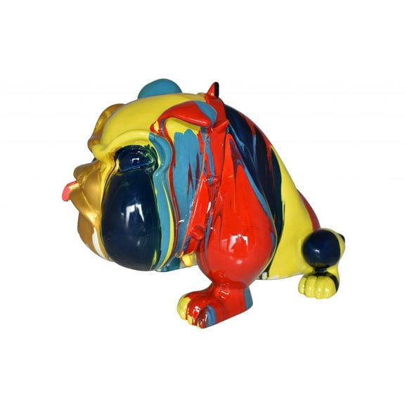 Modern Happy Paint Drops Bulldog Statue Made of Resin Size: 14" x 19" x 10"H