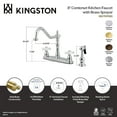 thumbnail image 4 of Kingston KB1755PXBS Heritage Two-Handle 4-Hole 8" Centerset Kitchen Faucet with Brass Sprayer in Oil Rubbed Bronze, 4 of 4