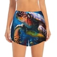 thumbnail image 2 of Balery Ice Blue Ocean Sea Turtle Pantalones cortos deportivos para mujer con forro y dos bolsillos, elásticos, para entrenamiento, gimnasio, yoga-XX-Large, 2 of 7