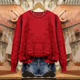 thumbnail image 2 of VISALY Pullover Crewneck Sweatshirt Print Sweatshirt Casual Crew Neck Oversized Sweatshirt Long Sleeve Preppy Sweatshirts Fall Pullover Sweaters Cable Knit Sweaters Sweatshirt Basic Sweatshirt Red L, 2 of 4