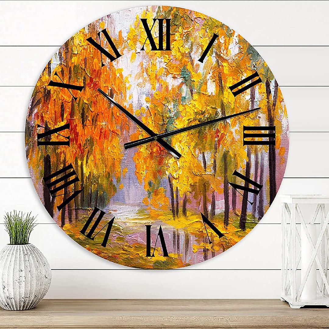 Lake House Wall Clock 'Forest Full of Fallen Leaves in Autumn