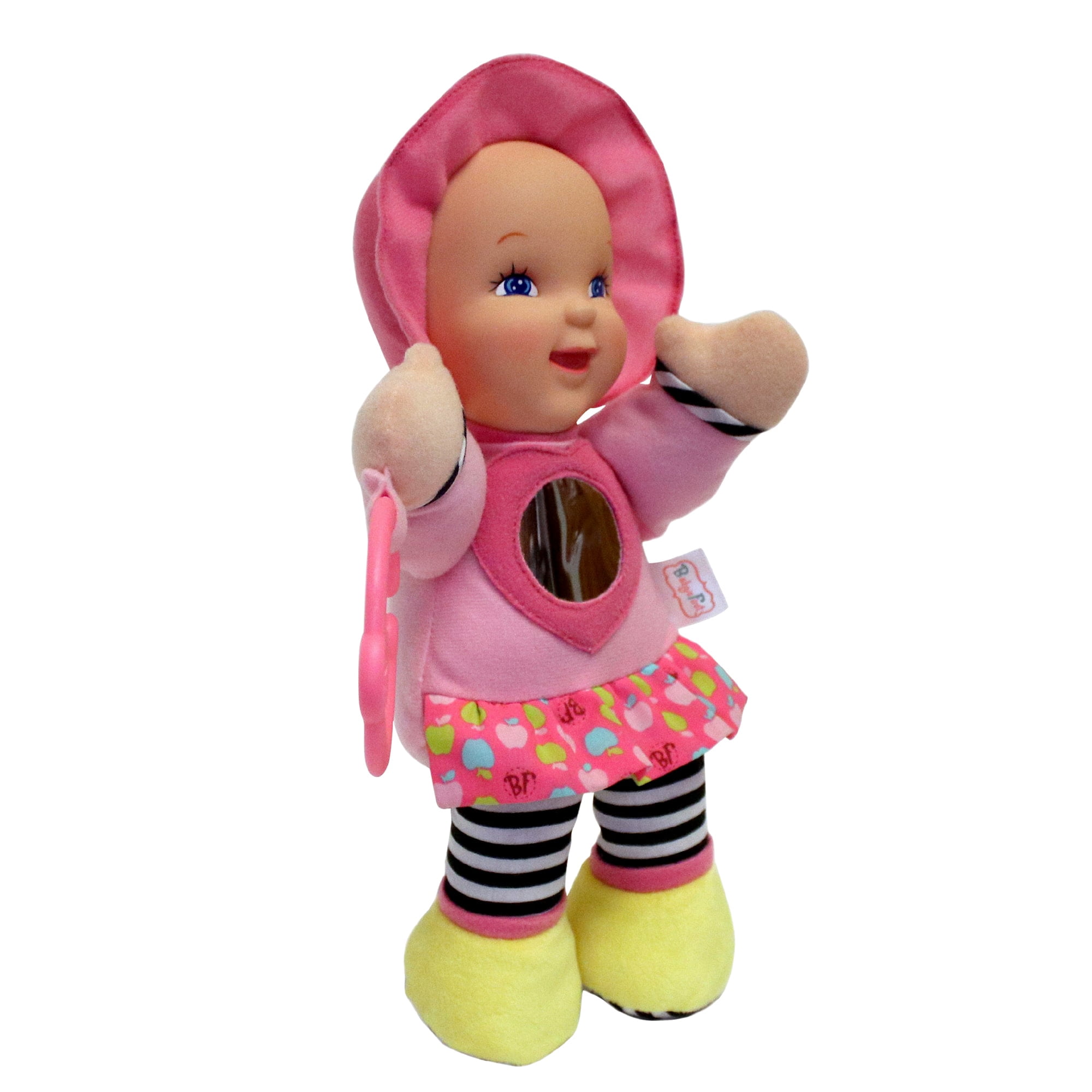 Baby's First: Mirror Doll - Pink - Vibrant Outfit w/ Chest Heart-Shaped Shiny Mirror, Attachable C-Ring, Soft & Cuddly Toy, Baby-Kids-Toddlers 3 Mo+
