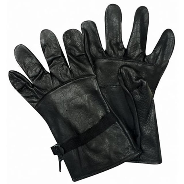 GI Type Leather Glove Shell, Black - Size 5