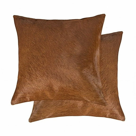 18" x 18" x 5" Brown Cowhide  Pillow 2 Pack