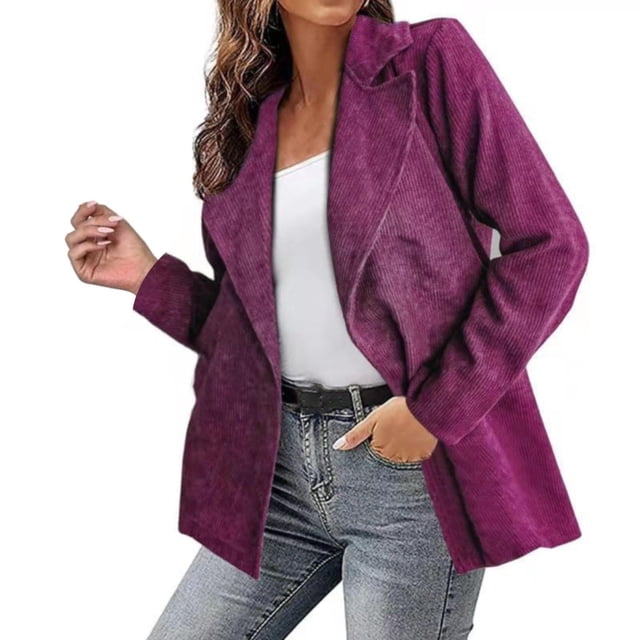 IMENGL cardigan en Velours Côtelé Couleur Unie Automne Hiver, Rouge m, Taille M-3TG