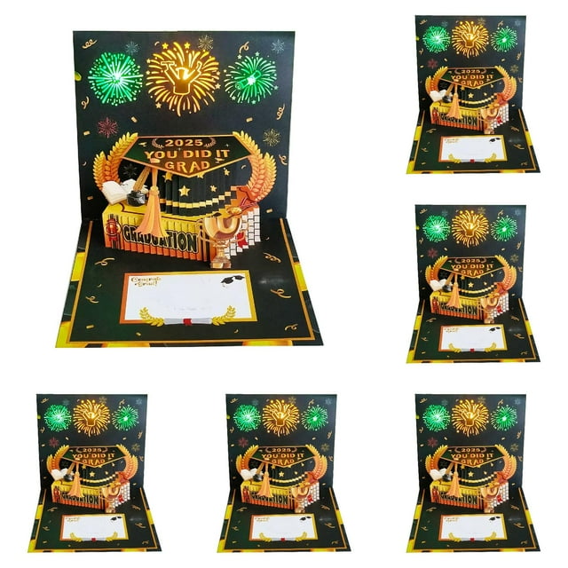 3D Musical Graduation Card 2025 - Lights & Sound Pop Up Greeting Card for High School College University Graduates, Includes Blank Insert & Envelope for Personalization