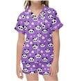 thumbnail image 1 of Odeerbi 2-12 Años Pijama de Satén de Verano Para Niña Con Solapa de Muesca, Camisas de Manga Corta, Pantalón Corto, Estampado de San Valentín, Ropa de Dormir, 1 of 6