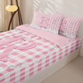 thumbnail image 3 of Manfei Cute Coquette Bowknot Zipper Twin Comforter Sets with Fitted Sheet and 2 Pillowcases,3D Cartoon Monogram R Zipper Bedding Set,Pink Reversible,4 Pieces, 3 of 7