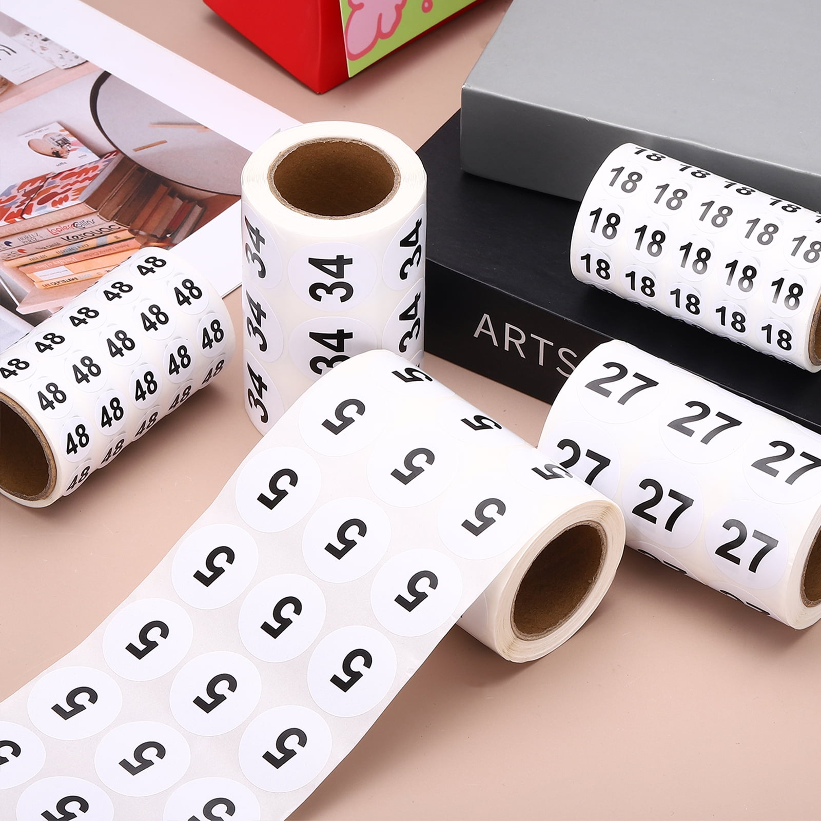 Uxcell 1000pcs 1.2" Number Stickers, Number 43 Sticker Numbers Labels Round Small Vinyl Self Adhesive Label Circle Decals 1 Roll Dots for Photo Album Poster Organize Inventory, Black