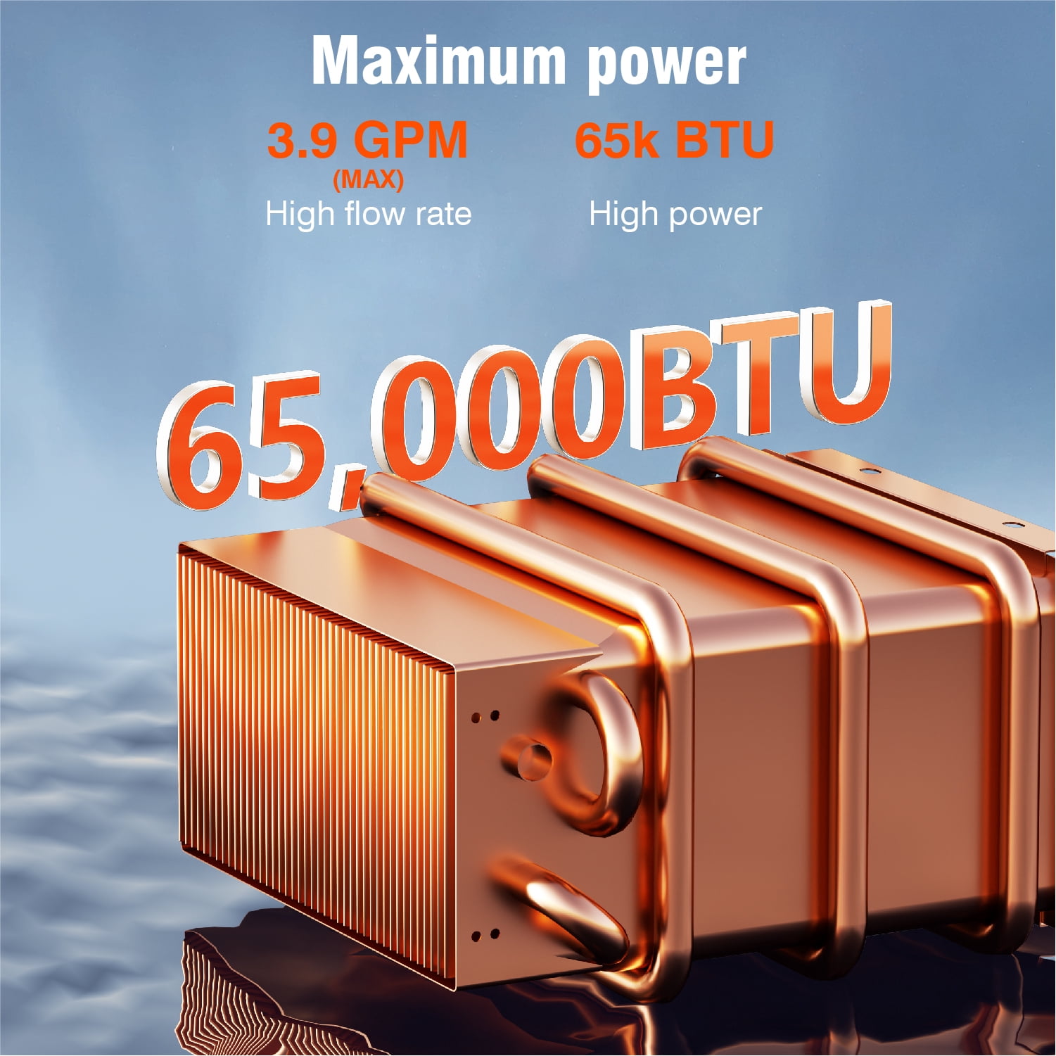 65,000 BTU RV Tankless Water Heater, Updated Version, Max 3.9 GPM, with White Door and External Shower, On Demand Instant Hot Water Heater, Start/stop Thermostat, Compatible with all RVs