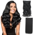 thumbnail image 4 of Clip In Hair Extensions As Human Hair Extension Curly Wavy Straight Hairpieces For Woman,Black Pullover Toupee one size, 4 of 4