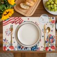 thumbnail image 4 of 4th of July Placemats Set of 4, Retro Patriotic Gnomes Flowers Flag Firework Placemats for Dining Table, Place Mats for Kitchen Tabletop, Waterproof Wipeable Dining Table Mats Set, 4 of 9