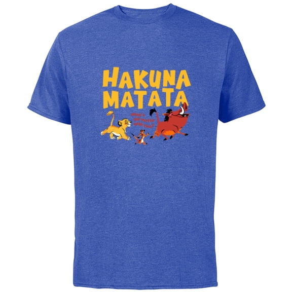 Disney The Lion King Simba Timon Pumbaa Hakuna Matata Walk - Short Sleeve Cotton T-Shirt for Adults - Customized-Royal Heather