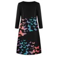 thumbnail image 5 of Vestido de fiesta de manga larga con dobladillo Irregular y cuello redondo con estampado de mariposa Sexy para mujer de talla grande Fridja  NMB2123, 5 of 5