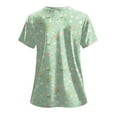 thumbnail image 3 of felwors Women's Scrubs Printed Scrub Tops Plus Size Stretch Nursing Scrubs Fall Medical Workwear with Pockets S-5XL (Green, S), 3 of 5