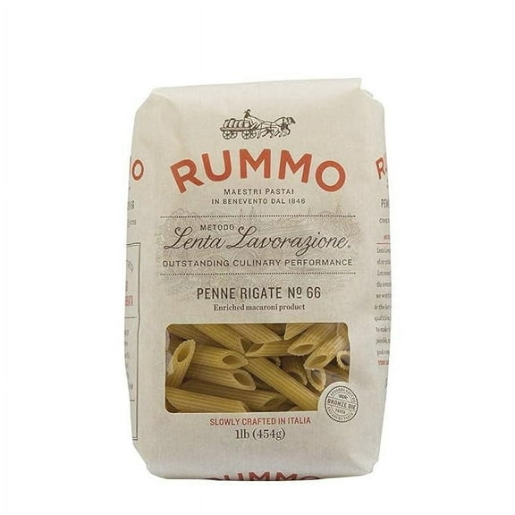 1x Rummo Italian Pasta Penne Rigate No. 66, Always Al Dente (1lb Package)