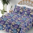 thumbnail image 3 of Ambesonne Tropical Fitted & Flat Sheet with Shams 4 Pcs Set, Exotic Sprigs Leaves Art, Calking, Dark Violet and Lavender, 3 of 5