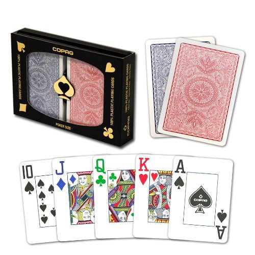 Jumbo Index Copag 4-color Plastic Playing Cards 2-Deck Set Red/Blue Poker Size 
