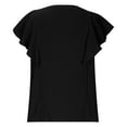 thumbnail image 5 of Fesfesfes Women's Solid Color Blouse with Button Casual Fashion Summer T-Shirt New Ruffle Short Sleeved V-neck Comfortable Tops (Black,2XL), 5 of 5