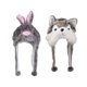 thumbnail image 1 of Conjunto de 2 Gorros de Peluche con Diseño de Animales Adorables, Ideal para Fotografía Lobo Conejo Gris, 1 of 9