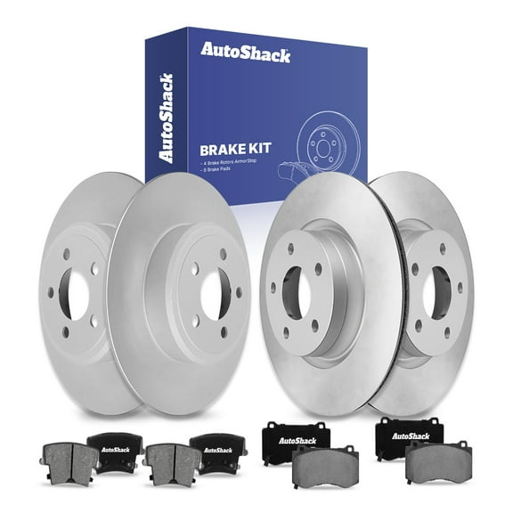 AutoShack Front Vented & Rear Solid Coated Brake Rotors   Ceramic Pads 12-PC Brake Kit Replacement for 2023 Dodge Challenger ArmorStop