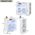 thumbnail image 4 of AENKYO Rolling Kitchen Island With Extended Table, Kitchen island on Wheels with LED Lights,Power Outlets,2 Fluted Glass Doors, Storage Compartment and Side 3 Open Shelves,White, 4 of 12