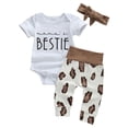 thumbnail image 3 of Haut et Pantalon pour Enfants, Ensemble 3 Pcs avec Bandeau, Barboteuse d'Été Imprimée à Col Rond à Manches Courtes, Pantalon Décontracté Taille Haute pour Filles, 3 of 4