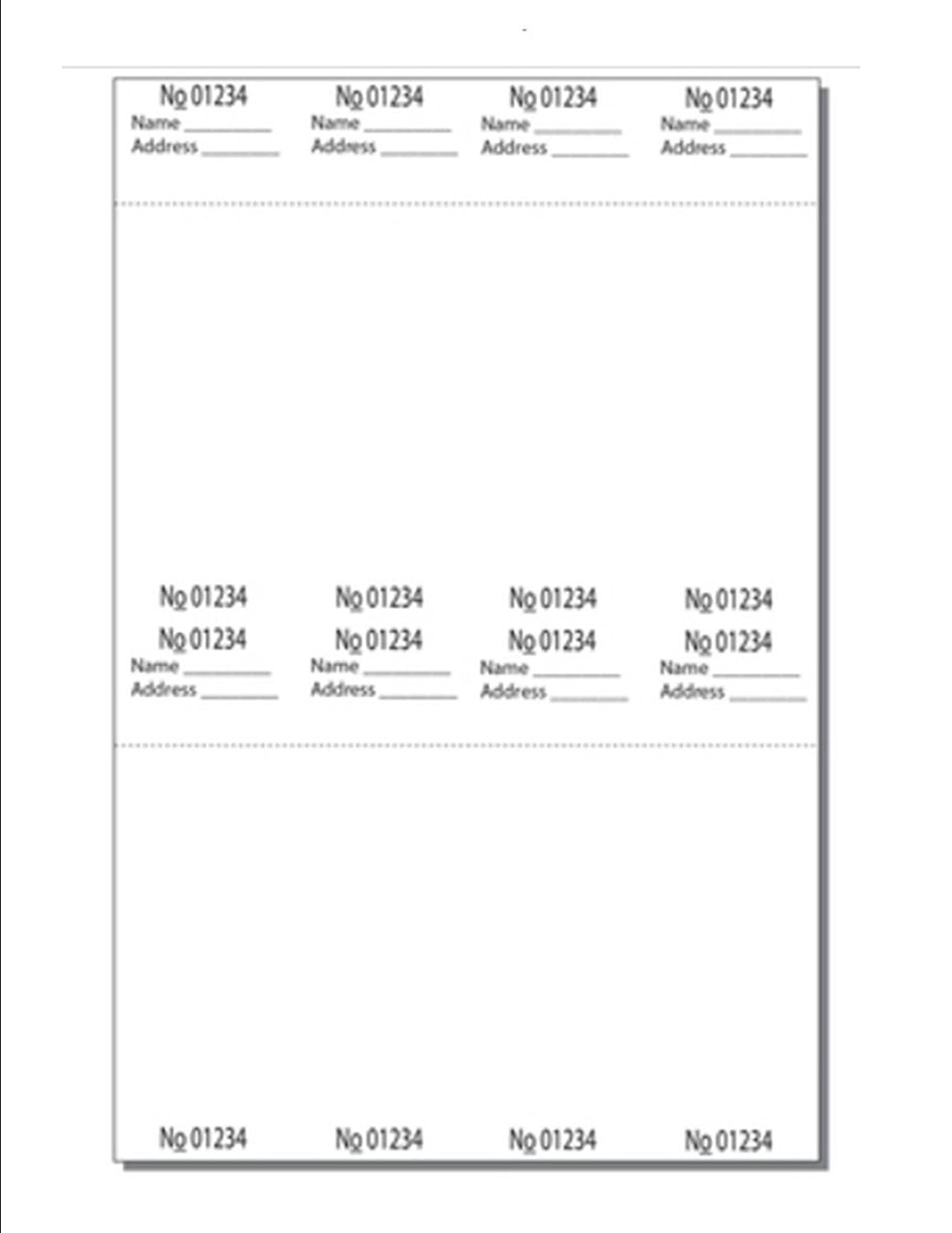 Print-Ready Numbered Ticket Sheets, 8-1/2