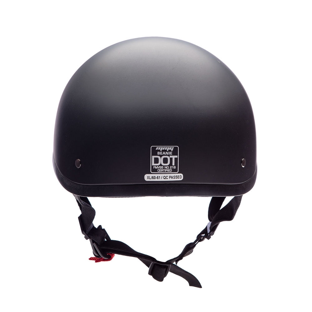 MMG Motorcycle Half Helmet Beanie DOT with goggles Matte Black (Large) Model 29