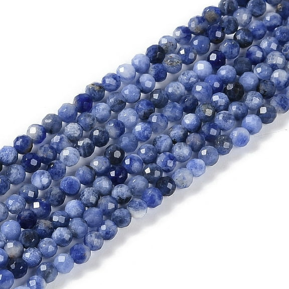 Natural Sodalite Beads Strands Faceted Round 3~3.5mm Hole: 0.7mm about 115~140pcs/strand 14.96~15.43''(38~39.2cm)