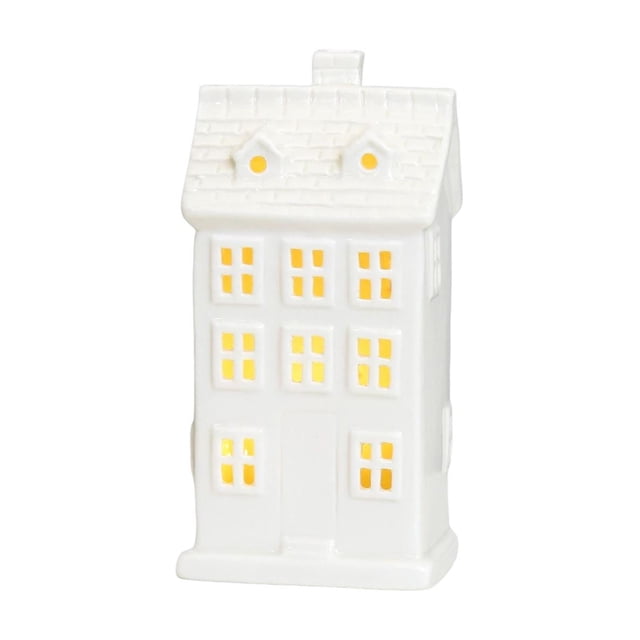 lionlar House Shape LED Hollow Light Ceramic Decorative Creative for Table Party Dining B