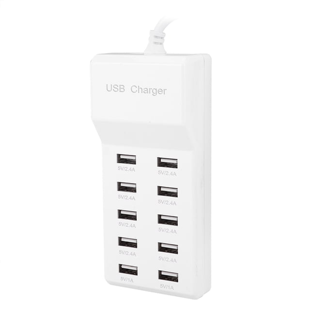 Cargador USB de 10 puertos, cargador USB portátil inteligente de 5 V, cargador USB de viaje, experiencia incomparable