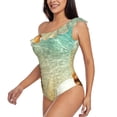 thumbnail image 5 of Daiia Starfish And Seashell On The Beach Women's One Piece Swimsuits Personalized One Shoulder Swimwear Asymmetric Ruffle Bathing Suits-Small, 5 of 8