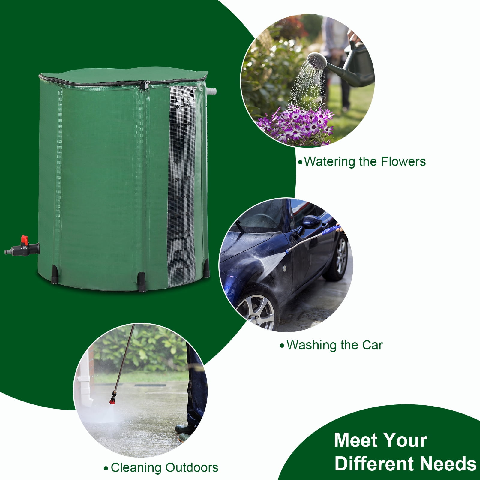 BAYUELSWU 50 Gallon Rain Water Collection Barrel, Portable Water Storage Tank Collapsible Rain Barrel with Scale, Rainwater Collection System Kit