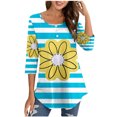 thumbnail image 1 of Birdeem Blouse for Women Womens Round Neck 3/4 Sleeve Button Up Top, 1 of 9