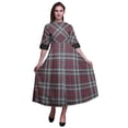 thumbnail image 1 of Bimba Robe à Carreaux Col Mandarin Manches Retroussables Chemise Robe-Large, 1 of 5