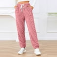 thumbnail image 6 of Ladies Plush Warm Thermal Pants Lace-up High Waist Jogger Trousers Pockets Fluffy Fleece Sweatpants Pajama Bottoms (X-Large, Pink 03), 6 of 6