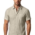 thumbnail image 5 of Avirosel Men's Cotton Short Sleeve Hawaiian Shirt Casual Loose Button Down Summer Beach Shirts with Pocket Khaki, 5 of 6