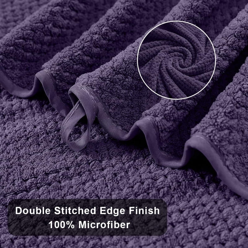 Ultra Soft Bath Towels, 4 Pack Dark Purple Oversized Bath Sheet Set by Muddy Cat Home - 600 GSM