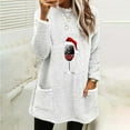 thumbnail image 2 of Lenpel Women's Fuzzy Sweatshirts Oversized Long Sleeve Christmas Graphic Fleece Pullover Sweaters Winter Warm Outwear, 2 of 4
