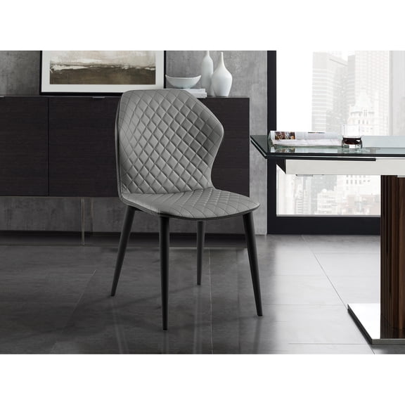 Casabianca Home Olivia Set of 2 Polyurethane Leather Dining Chairs - Gray